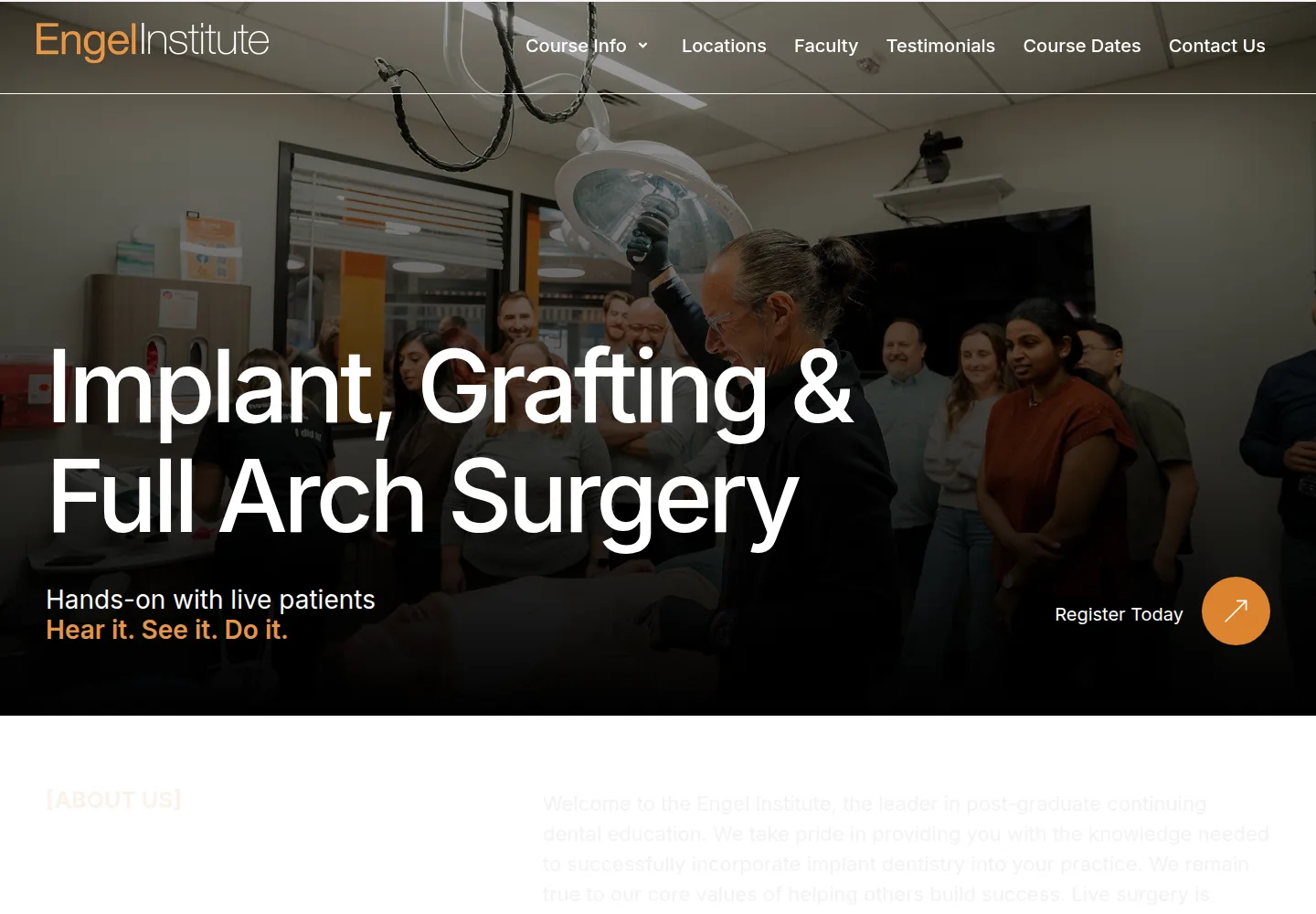 Engel Institute homepage on desktop, designed and built by gang&lani media