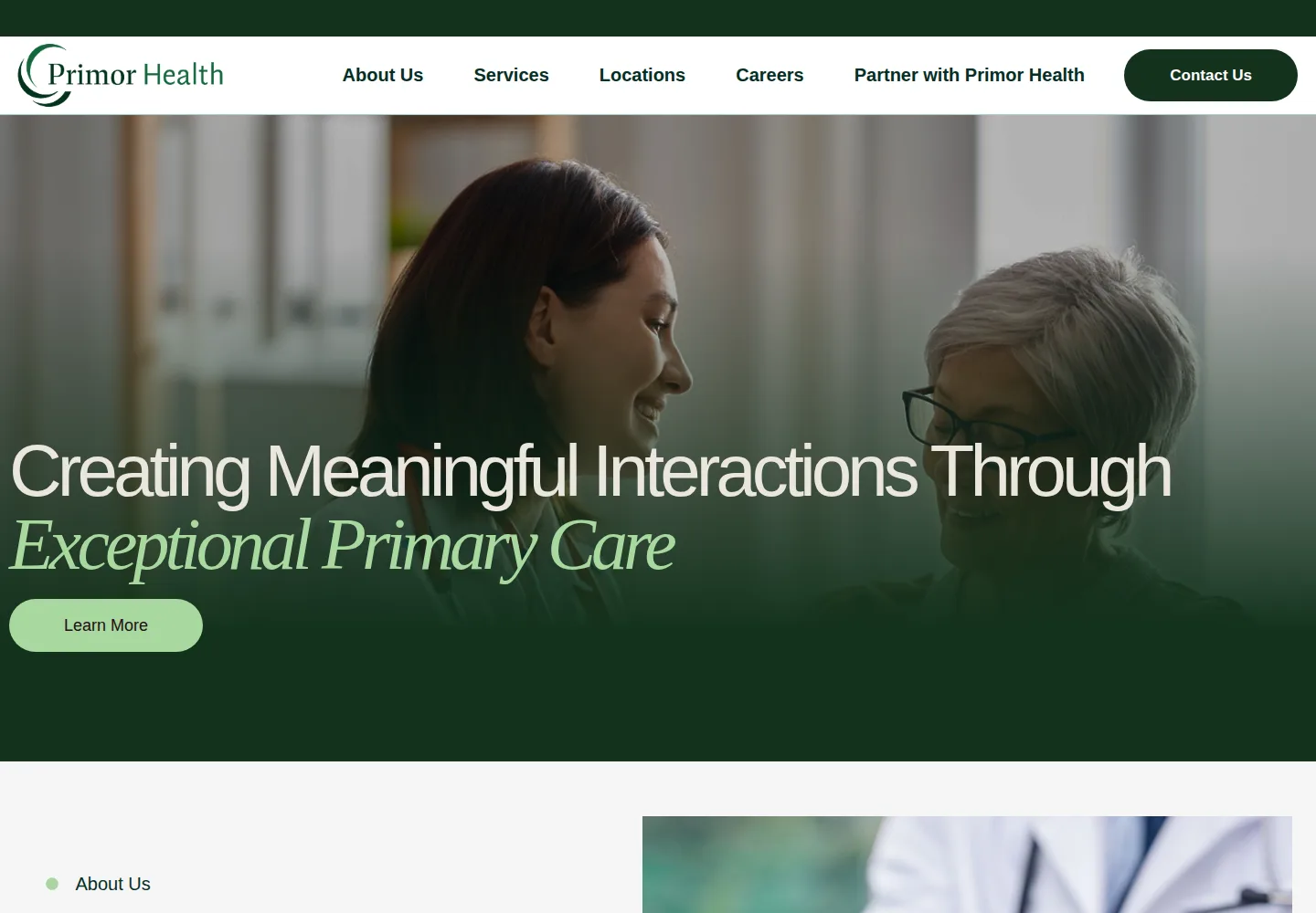 Primor Health homepage on desktop, designed and built by gang&lani media