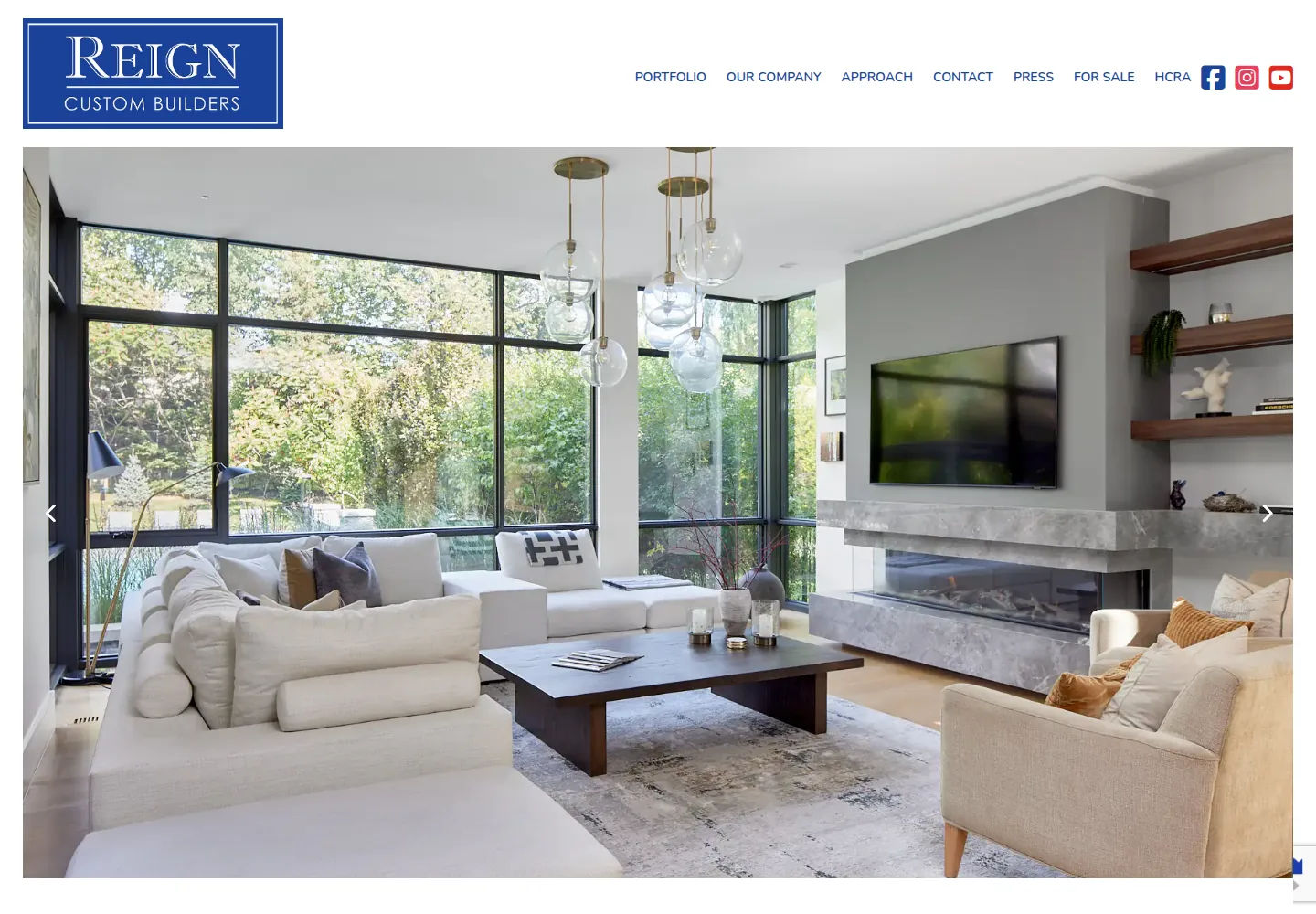 Reign Custom Builders homepage on desktop, designed and built by gang&lani media